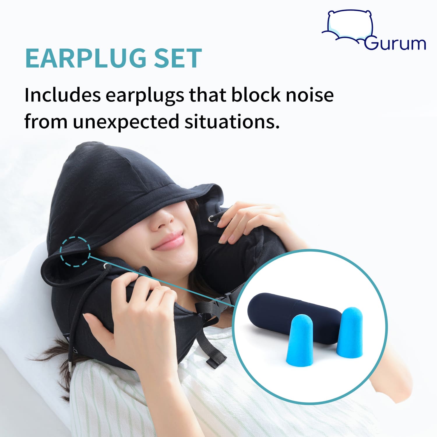 Gurum Travel Latex Pillow with Hoodie & Pocket for On - the - Go Comfort - Gurum Pillow