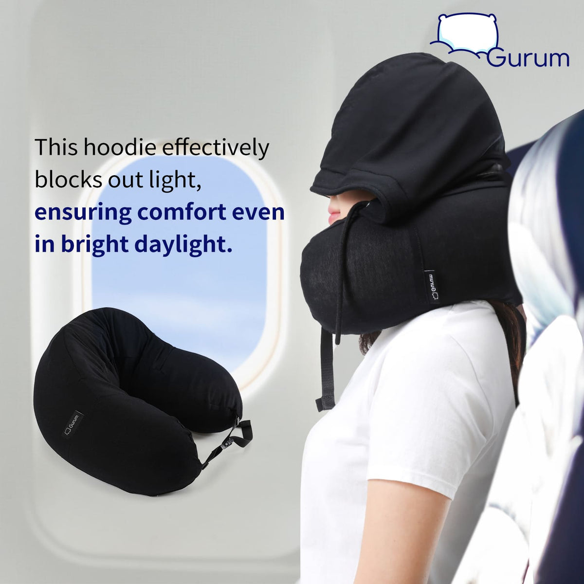 Gurum Travel Latex Pillow with Hoodie & Pocket for On - the - Go Comfort - Gurum Pillow