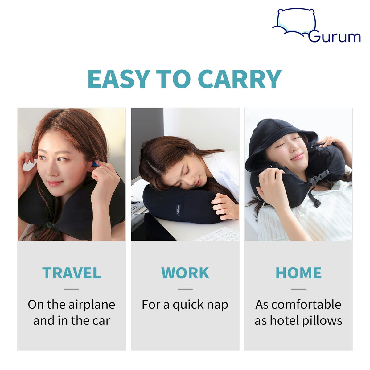 Gurum Travel Latex Pillow with Hoodie & Pocket for On - the - Go Comfort - Gurum Pillow
