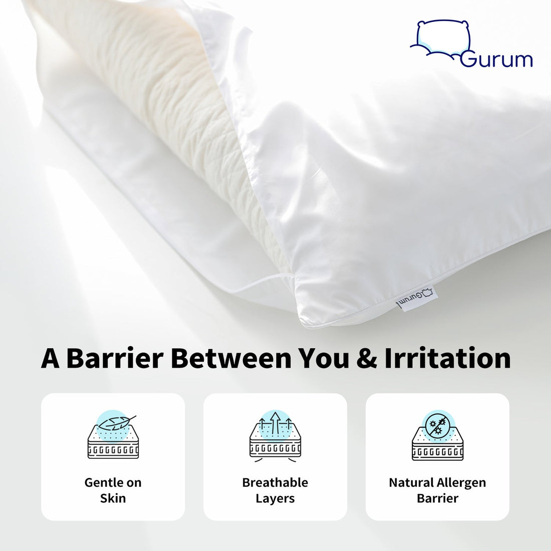 Gurum Anti - Allergy Pillow Cover – Hypoallergenic, Breathable &amp; Washable Protection - Gurum Pillow