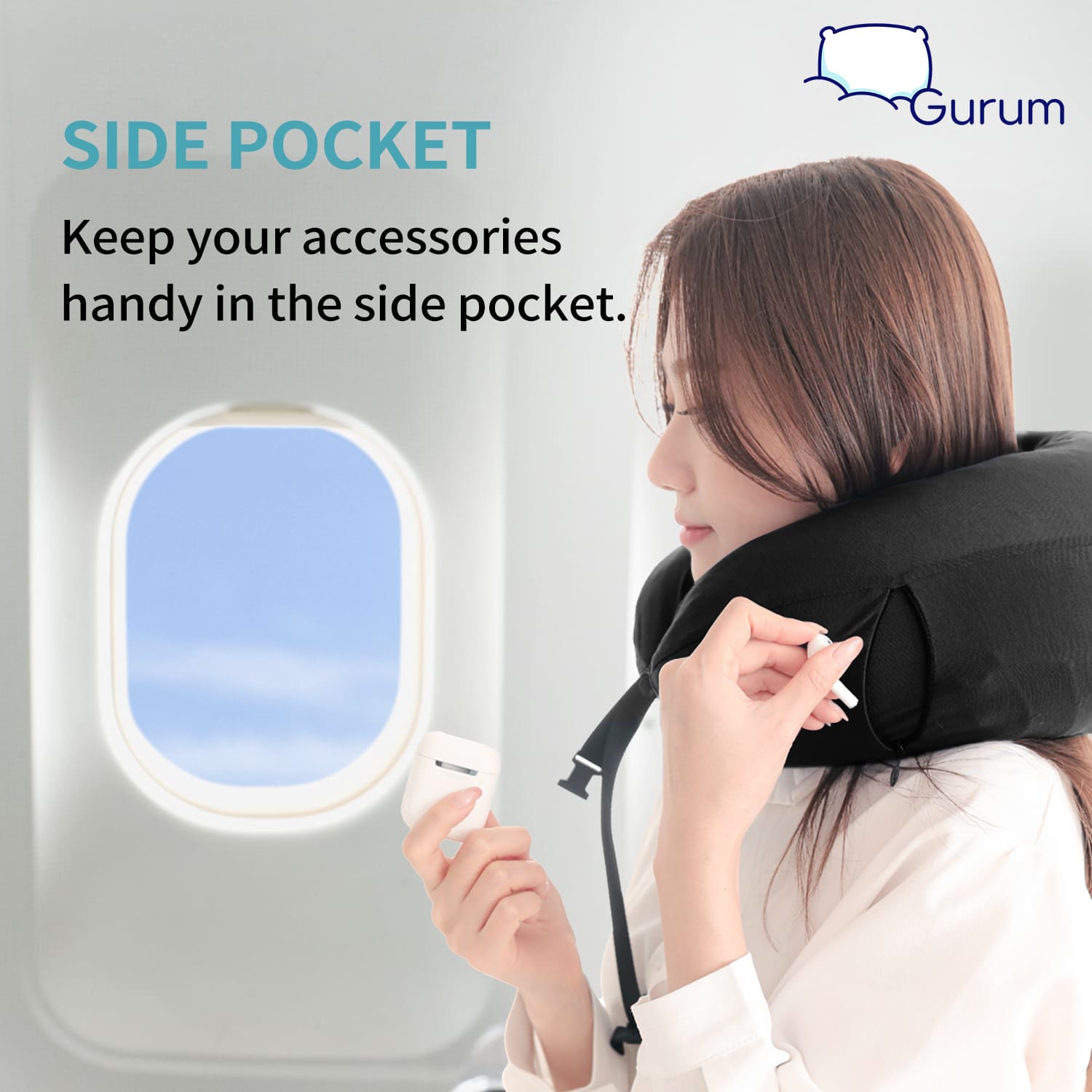 Gurum Travel Latex Pillow with Hoodie &amp; Pocket for On - the - Go Comfort - Gurum Pillow