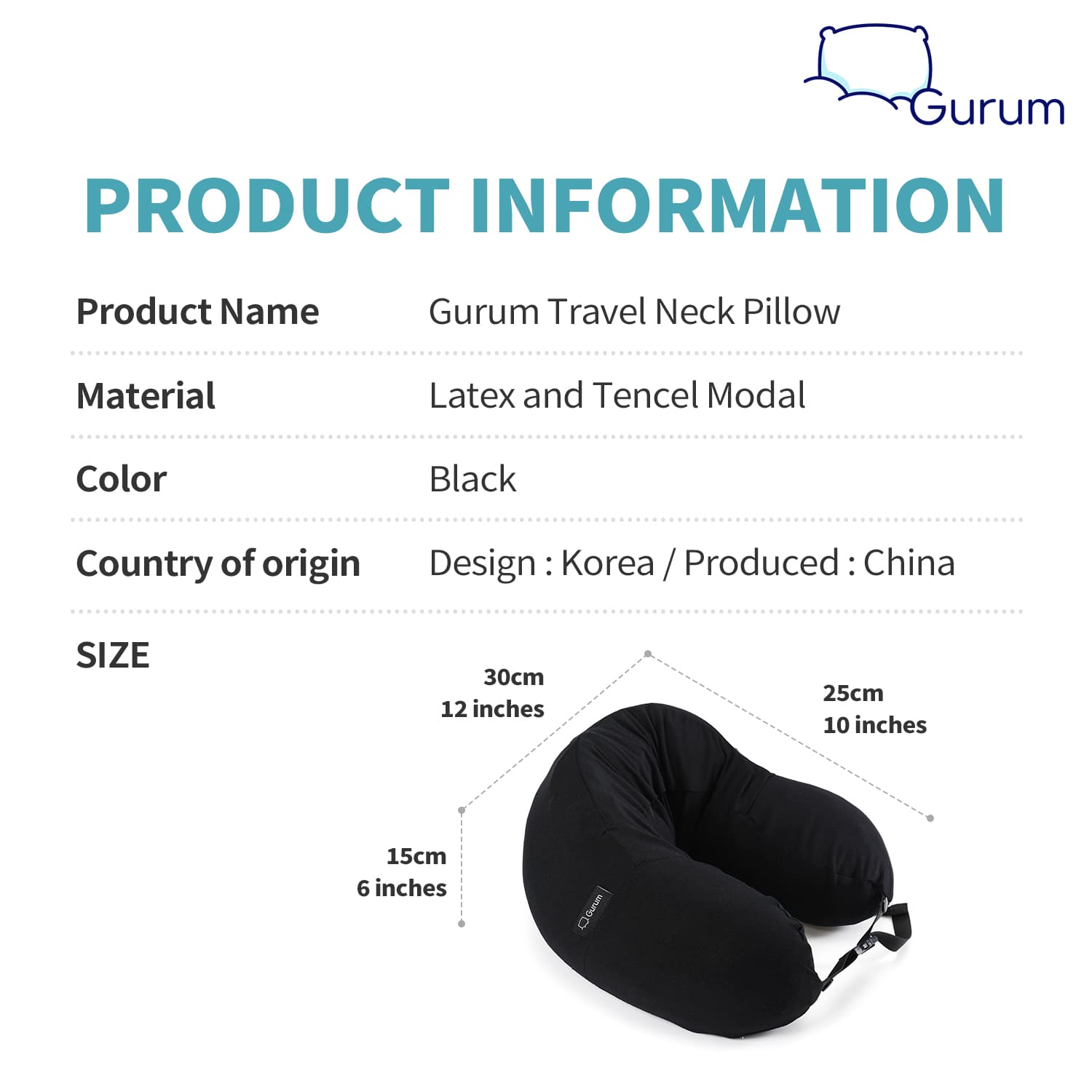 Gurum Travel Latex Pillow with Hoodie &amp; Pocket for On - the - Go Comfort - Gurum Pillow