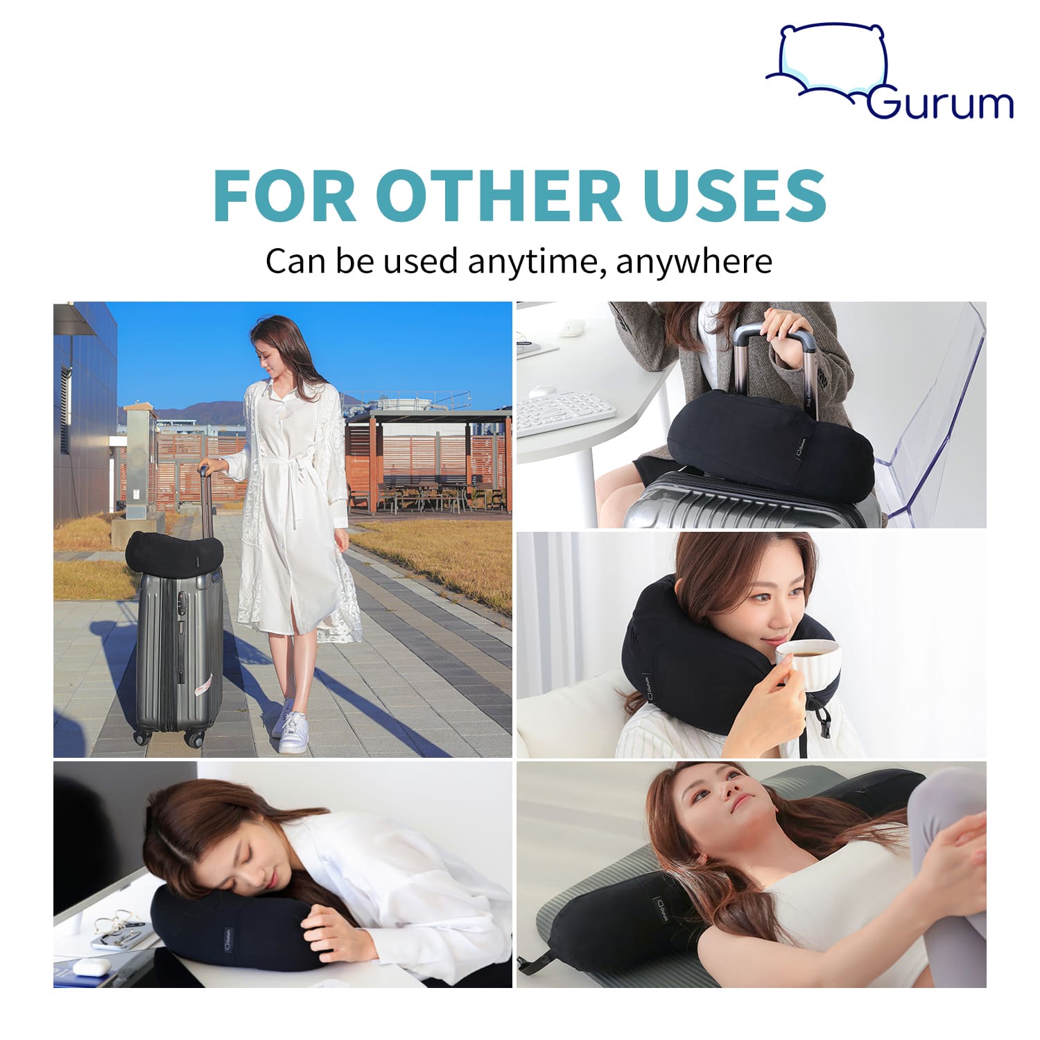 Gurum Travel Latex Pillow with Hoodie &amp; Pocket for On - the - Go Comfort - Gurum Pillow
