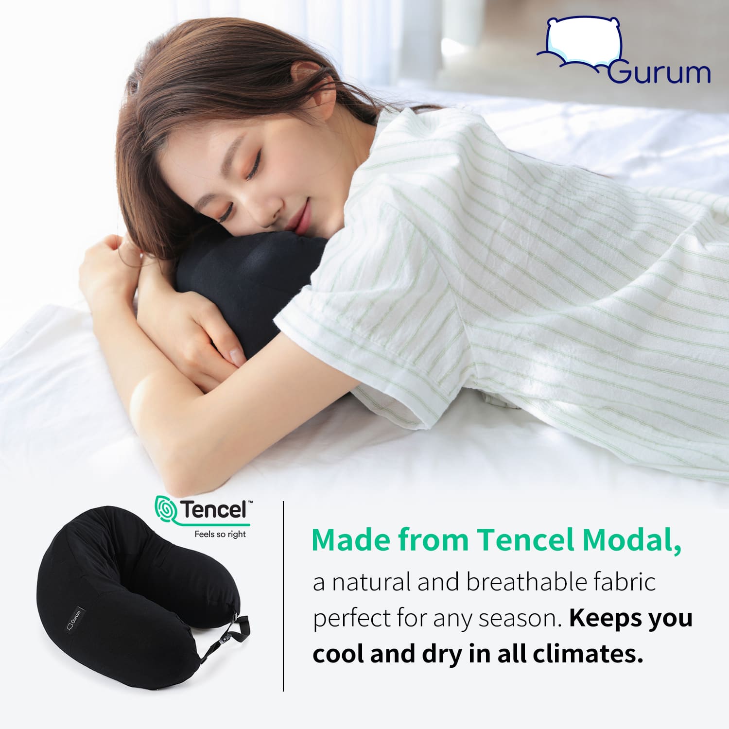 Gurum Travel Latex Pillow with Hoodie &amp; Pocket for On - the - Go Comfort - Gurum Pillow