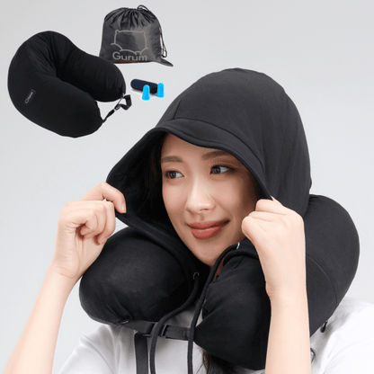 Gurum Travel Latex Pillow with Hoodie &amp; Pocket for On - the - Go Comfort - Gurum Pillow